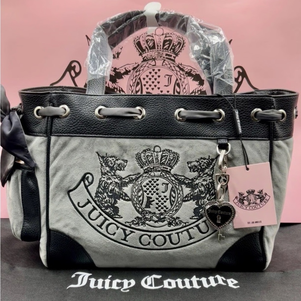 Juicy Couture UK Black and Gray Scottie Dog Daydreamer Bag